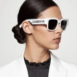 SALE! NEW D&G DG6184 331287 White Dark Grey Square Unisex Sunglasses